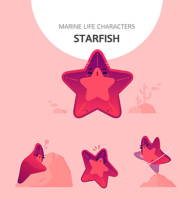 무료이미지 캐릭터 분홍색 여러마리 일러스트 불가사리 사람없음 세트 귀여움 수중동물 춤 인사 졸음 일러캐릭터 AI파일 동물 감정 컬러 다수 컨셉 문화예술 극피동물 예절 파일형식 벡터