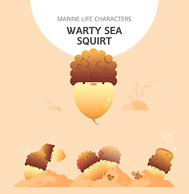 캐릭터 여러마리 일러스트 사람없음 세트 귀여움 주황색 수중동물 분노 잠 곤란 미더덕 일러캐릭터 AI파일 동물 감정 컬러 다수 컨셉 파일형식 벡터