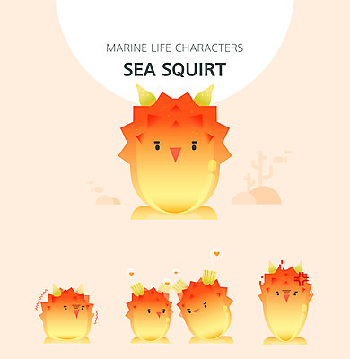 캐릭터 여러마리 일러스트 사랑 사람없음 세트 귀여움 주황색 수중동물 분노 긴장 멍게 일러캐릭터 AI파일 동물 감정 컬러 다수 컨셉 바다동물 파일형식 벡터