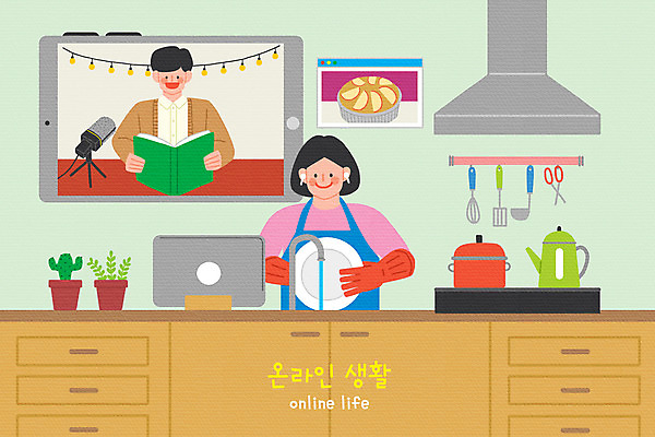 PSD 라이프스타일 여자 남자 화분 이어폰 가사 일러스트 주전자 모바일 가위 사람 성인 두명 태블릿 케이크 가스레인지 냄비 설거지 싱크대 국자 주부 뒤집개 성인만 오디오북 온택트 국내일러스트 음향기기 주방용품 문구용품 디저트 생활 책 전자제품 스마트기기 가전제품 레인지 솥 개수대 파일형식