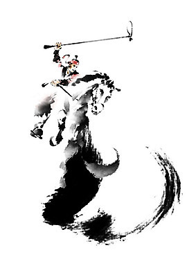 PSD 남자 일러스트 캘리그라피 붓터치 한명 전통놀이 말_동물 승마 한복 번짐 격구 남자한명만 국내일러스트 1 한국전통 전통 스포츠 포유류 놀이 사람 전통의상 남자만 파일형식 효과