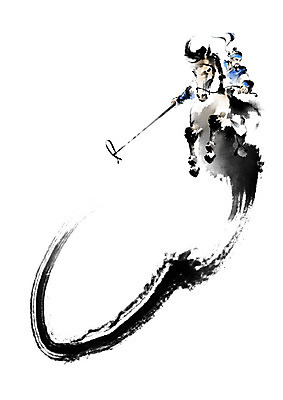 PSD 남자 일러스트 캘리그라피 붓터치 한명 전통놀이 말_동물 승마 한복 번짐 격구 남자한명만 국내일러스트 1 한국전통 전통 스포츠 포유류 놀이 사람 전통의상 남자만 파일형식 효과