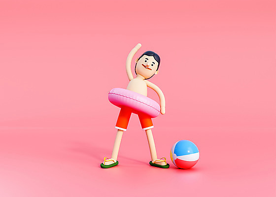 PSD 편집이미지 캐릭터 남자 여행 백그라운드 공 방학 휴가 3D캐릭터 사람 여름 3D소스 3D 스트레칭 비치발리볼 디지털합성 튜브 남자한명만 편집3D 계절 운동 비치볼 배구 남자만 파일형식