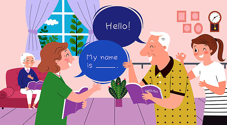 구름 영어 여자 할아버지 노년 남자 화분 할머니 말풍선 일러스트 창문 수업 대화 영어교육 들기 사람 여러명 성인 책 교사 OK 영어회화 노인유치원 국내일러스트 AI파일 자연요소 직업 문자 교육 다수 모션 말하기 회화 손짓 파일형식 벡터