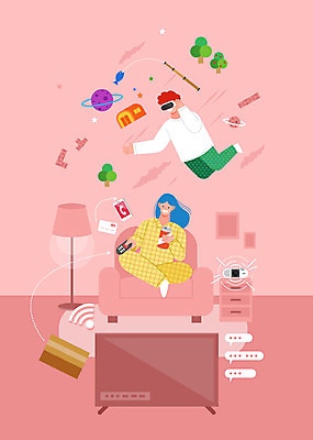 여자 남자 분홍색 액자 일러스트 모바일 들기 사람 성인 두명 스마트폰 소파 행성 게임 신용카드 낚싯대 리모컨 서랍장 와이파이 택배상자 프로젝터 홈쇼핑 가상현실 성인만 VR기기 포스트코로나 온택트 레이어드홈 위드코로나 국내일러스트 AI파일 컬러 가구 의자 모션 놀이 금융 핸드폰 스마트기기 쇼핑 상자 우주 기계 낚시용품 사회이슈 택배 무선인터넷 파일형식 벡터 코로나바이러스