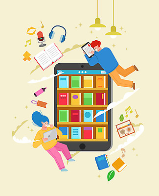 여자 남자 음표 일러스트 모바일 나뭇잎 책장 들기 사람 성인 두명 책 스마트폰 태블릿 노란색 헤드셋 전자책 마이크 오디오 성인만 포스트코로나 오디오북 온택트 위드코로나 국내일러스트 AI파일 기호 음악 컬러 음향기기 가구 잎 모션 전자제품 핸드폰 스마트기기 헤드폰 사회이슈 파일형식 벡터 코로나바이러스