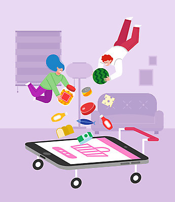 여자 남자 거실 일러스트 식재료 모바일 수박 육류 어류 들기 사람 성인 두명 스마트폰 소파 과자 보라색 쇼핑카 우유 케첩 장바구니 식빵 담기 온라인쇼핑 모바일쇼핑 통조림 식자재 성인만 포스트코로나 온택트 스토어 위드코로나 국내일러스트 AI파일 빵 컬러 의자 과일 모션 디저트 유제품 핸드폰 스마트기기 쇼핑 바구니 수중동물 카트 소스_음식 사회이슈 온라인 파일형식 벡터 코로나바이러스