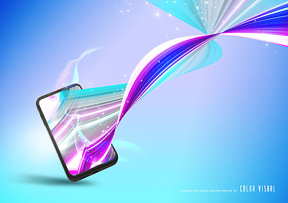 PSD 편집이미지 백그라운드 곡선 디지털백그라운드 사람없음 파란색 스마트폰 우주 목업 그라디언트 이미지편집 선 컬러 핸드폰 스마트기기 파일형식