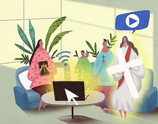 PSD 여자 남자 기독교 종교 어린이 십자가 거실 일러스트 가족 모바일 들기 사람 여러명 성인 노트북 부모 소파 교회 성경 자녀 기도 풀 예수 책상 예배 와이파이 방송 커서 온라인 동영상 플레이 온택트 국내일러스트 식물 가구 다수 의자 종교용품 관계 종교건축 모션 건물 전자제품 신_종교 무선인터넷 파일형식