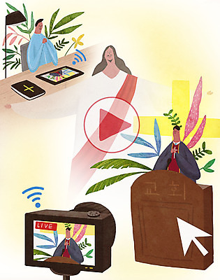 PSD 남자 기독교 종교 일러스트 모바일 전등 사람 여러명 성인 태블릿 교회 카메라 성경 기도 풀 예수 목사 책상 예배 와이파이 방송 커서 온라인 동영상 플레이 성인남자만 온택트 국내일러스트 식물 가구 다수 종교용품 종교건축 조명 건물 전자제품 스마트기기 신_종교 성직자 무선인터넷 남자만 성인만 파일형식