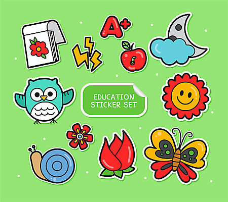 구름 교육 꽃 나비 스티커 일러스트 사람없음 연두색 세트 태양 튤립 달 메모지 사과 번개 달팽이 부엉이 에이플러스 아기자기 국내일러스트 AI파일 자연요소 식물 곤충 컨셉 과일 조류 날씨 연체동물 초록색 사무용품 점수 파일형식 벡터