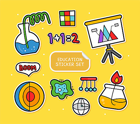 도형 교육 과학 스티커 일러스트 불 그래프 사람없음 세트 노란색 칠판 덧셈 큐브 플라스크 추 아기자기 국내일러스트 AI파일 자연요소 컬러 컨셉 실험기구 수학 파일형식 벡터