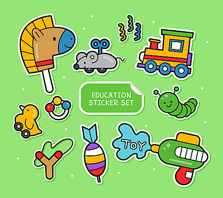 교육 인형 스티커 일러스트 사람없음 연두색 세트 장난감 기차 쥐 다트 애벌레 딸랑이 말인형 물총 새총 오리인형 아기자기 국내일러스트 AI파일 육상교통 컨셉 대중교통 초록색 아기용품 게임 벌레 설치류 파일형식 벡터