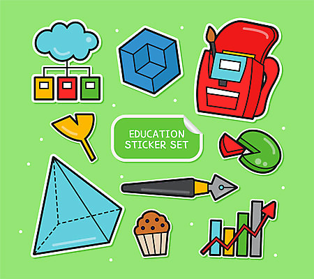 도형 교육 스티커 일러스트 그래프 책가방 사람없음 책 연두색 세트 만년필 은행잎 머핀 아기자기 국내일러스트 AI파일 빵 컨셉 잎 가방 초록색 펜 파일형식 벡터