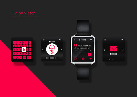 PSD 편집이미지 시계 모바일 사람모양 사람없음 빨간색 세트 키보드 편지 UI 디지털시계 문자메시지 엘리먼트 인터페이스 목업 스마트워치 대시보드 와이어프레임 이미지편집 모양 컬러 스마트기기 메시지 웨어러블 파일형식