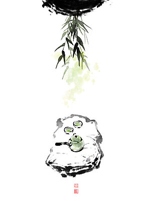 PSD 잎 일러스트 캘리그라피 주전자 붓터치 잔 전통소품 갈대 사람없음 돌_바위 바위 다기 대나무 번짐 국내일러스트 나무 식물 전통 식기 주방용품 다도 오브젝트 파일형식 효과