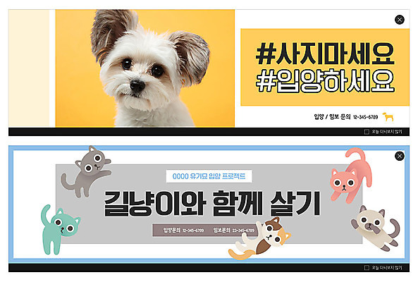 PSD 템플릿 배너 ZIP 웹템플릿 여러마리 사람없음 반려동물 노란색 고양이 회색 개 강아지 반려 유기견 이벤트배너 입양 웹배너 빅배너 유기묘 임보 유기동물 이미지템플릿 동물 컬러 다수 포유류 보호 파일형식