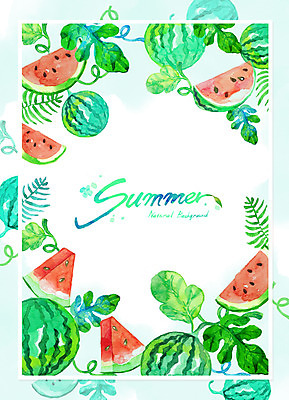 PSD 영어 줄기 백그라운드 잎 과일 일러스트 여름음식 수채화 수박 프레임 글자캘리그라피 사람없음 초록색 여름 번짐 제철과일 국내일러스트 식물 문자 계절 음식 컬러 캘리그라피 제철 파일형식 효과 여름_계절