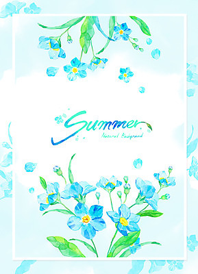 PSD 영어 백그라운드 일러스트 수채화 프레임 글자캘리그라피 사람없음 파란색 번짐 물망초 국내일러스트 문자 꽃 컬러 캘리그라피 파일형식 효과