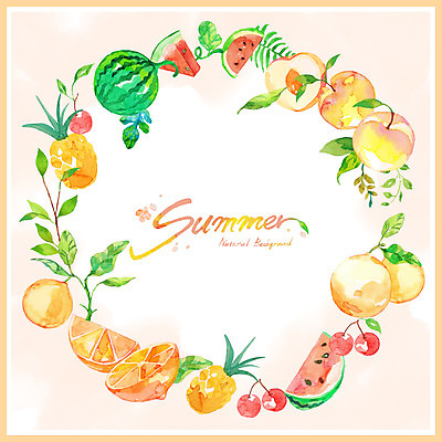PSD 영어 백그라운드 잎 오렌지 과일 일러스트 여름음식 수채화 수박 프레임 글자캘리그라피 사람없음 여름 주황색 체리 파인애플 번짐 복숭아 원형프레임 제철과일 국내일러스트 식물 문자 계절 음식 컬러 캘리그라피 원형 열대과일 제철 파일형식 효과 여름_계절