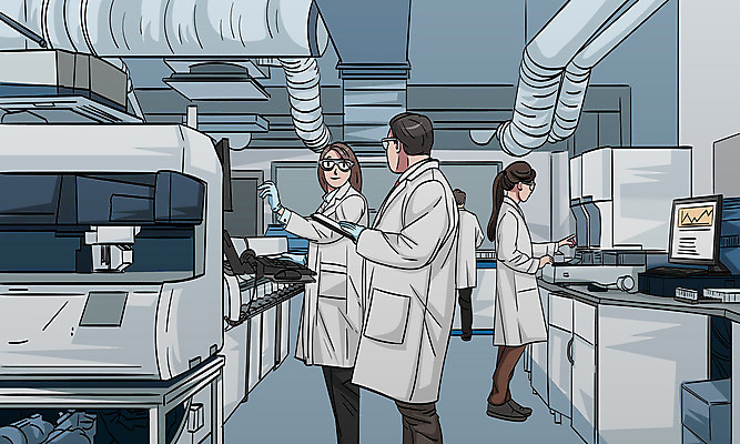 전신 여자 남자 일러스트 여러명 성인 경제 노트북 기계 비즈니스맨 비즈니스우먼 연구실 연구원 보안경 성인만 국내일러스트 AI파일 직업 다수 비즈니스 사람 전자제품 직장인 안전장비 파일형식 벡터