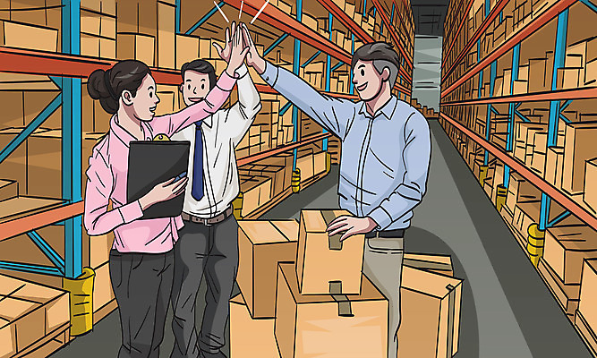 여자 남자 일러스트 넥타이 선반 상반신 성인 세명 경제 상자 비즈니스맨 비즈니스우먼 창고 파일 하이파이브 성인만 재고 국내일러스트 AI파일 잡화 가구 비즈니스 사람 손짓 직장인 상품 파일형식 벡터