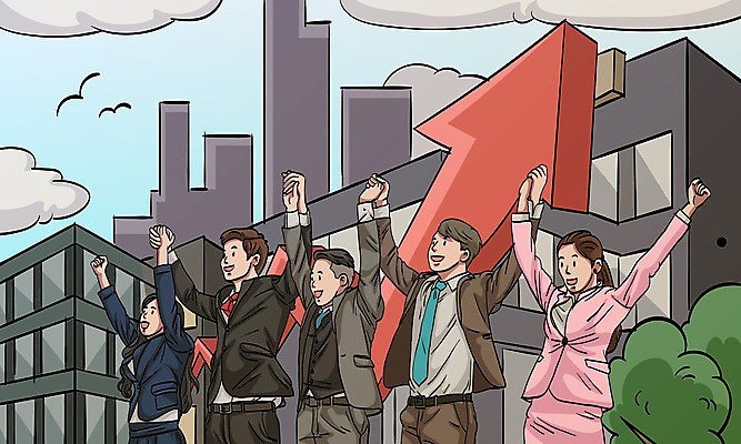 여자 남자 화살표 일러스트 넥타이 여러명 성인 건물 경제 기쁨 만세 비즈니스맨 비즈니스우먼 상승 성인만 국내일러스트 AI파일 건축물 잡화 감정 다수 컨셉 비즈니스 모션 사람 직장인 파일형식 벡터