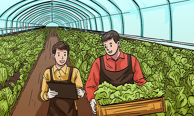 남자 장갑 채소 일러스트 상반신 성인 두명 경제 앞치마 수확 파일 비닐하우스 성인남자만 청년농부 국내일러스트 AI파일 잡화 농업 사람 농부 남자만 성인만 파일형식 벡터