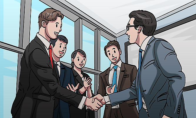 여자 남자 안경 일러스트 넥타이 악수 여러명 상반신 성인 경제 비즈니스맨 비즈니스우먼 회의실 계약 계약체결 성인만 국내일러스트 AI파일 잡화 다수 비즈니스 사람 손짓 직장인 파일형식 벡터