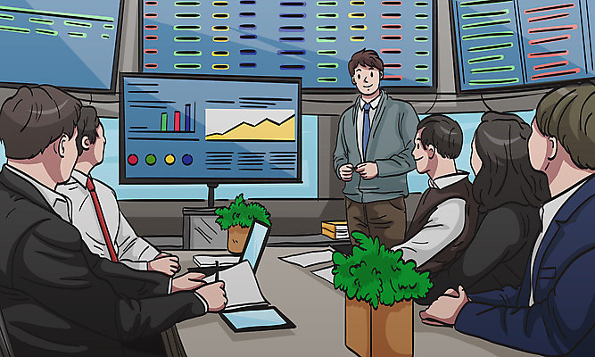 여자 남자 일러스트 여러명 상반신 성인 경제 노트북 모니터 비즈니스맨 비즈니스우먼 주식 책상 상승 주식거래 주식시장 회복 성인만 국내일러스트 AI파일 가구 다수 컨셉 비즈니스 사람 금융 전자제품 컴퓨터 거래 직장인 파일형식 벡터