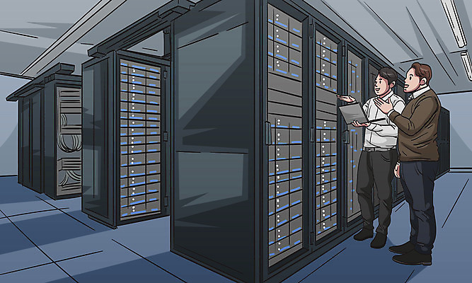 전신 남자 일러스트 관리 성인 두명 경제 노트북 점검 서버 서버실 성인남자만 국내일러스트 AI파일 사람 전자제품 남자만 성인만 파일형식 벡터