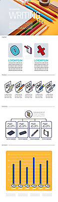 일러스트 그래프 문구용품 학용품 사람없음 컬러풀 필기구 연필 펜 인포그래픽 붓 국내일러스트 AI파일 컬러 오브젝트 파일형식 벡터