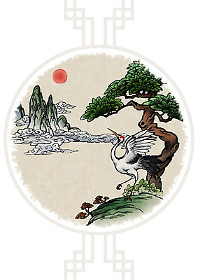 PSD 구름 문양 일러스트 캘리그라피 붓터치 산 사람없음 버섯 학 바위 소나무 한지 번짐 십장생 영지 십장생도 국내일러스트 자연요소 나무 종이 조류 돌_바위 민화 파일형식 효과