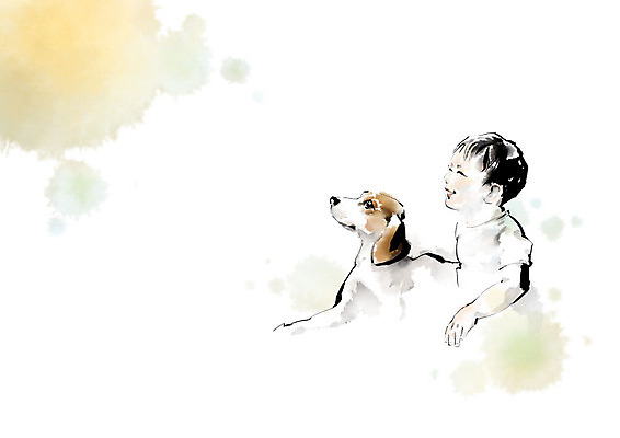 PSD 동물 한마리 남자 반려견 일러스트 캘리그라피 붓터치 한명 친구 반려동물 아기 개 강아지 번짐 반려 남자아기한명만 국내일러스트 1 포유류 관계 사람 남자한명만 남자아기만 파일형식 효과