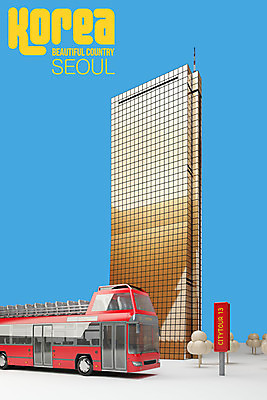 PSD 편집 편집이미지 여행 서울 한국 사람없음 3D소스 3D 디지털합성 오브젝트 이층버스 63빌딩 관광버스 국내여행 랜드마크 서울투어 시티투어 편집소스 편집3D 아시아 버스 빌딩 파일형식