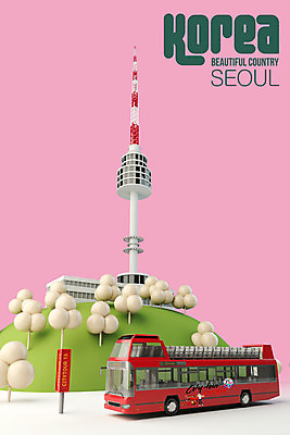 PSD 편집 편집이미지 여행 서울 한국 사람없음 3D소스 3D 디지털합성 오브젝트 남산 이층버스 남산타워 관광버스 국내여행 랜드마크 서울투어 시티투어 편집소스 편집3D 아시아 버스 파일형식