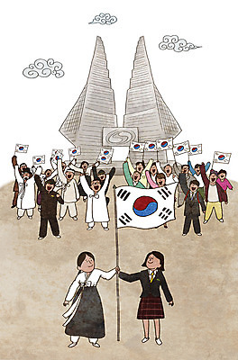 전신 PSD 여자 남자 일러스트 미래 한국 여러명 기쁨 만세 총 역사 태극기 삼일절 과거 광복절 시위 광복 독립 독립기념관 독립운동 독립운동가 일본군 일본순사 일제강점기 국내일러스트 감정 아시아 무기 다수 컨셉 모션 사람 공휴일 국기 국경일 기념관 파일형식