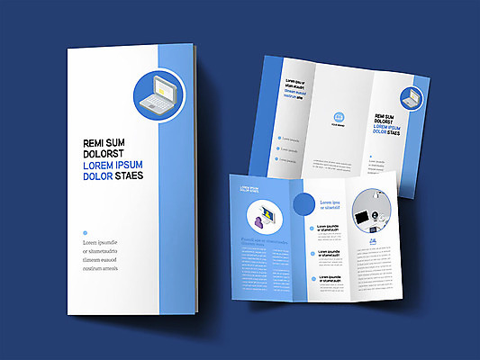 템플릿 표지디자인 교육 표지 ZIP 내지 리플렛 3단접지 팜플렛 사람없음 파란색 노트북 컴퓨터 설명서 온라인강의 인디자인 INDD 이미지템플릿 컬러 전자제품 강의 파일형식 언택트