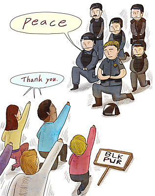 전신 PSD 여자 남자 일러스트 여러명 평화 경찰 무릎꿇기 사회이슈 화합 화해 시위 세계평화 이해 인종차별 시위대 국내일러스트 직업 감정 다수 컨셉 모션 사람 차별 파일형식