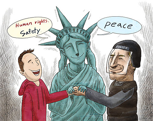 PSD 여자 남자 일러스트 악수 협상 상반신 세명 동상 평화 자유 경찰 민주주의 사회이슈 자유의여신상 화합 화해 시위 이해 시위대 국내일러스트 직업 감정 컨셉 비즈니스 사람 손짓 조형물 미국 세계문화유산 기념물 파일형식