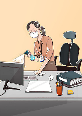 PSD 여자 의자 일러스트 회사 한명 상반신 성인 노트북 컴퓨터 마우스 비즈니스우먼 사회이슈 문서 소독 소독제 성인여자한명만 코로나바이러스 생활방역 델타변이바이러스 국내일러스트 1 가구 컨셉 비즈니스 사람 전자제품 컴퓨터용품 직장인 바이러스 방역 여자한명만 성인여자만 파일형식