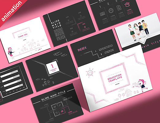템플릿 여자 교육 남자 초등학생 어린이 분홍색 비즈니스 그래프 초등교육 여러명 세트 스쿨라이프 검은색 한국인 PPT 프레젠테이션 문서템플릿 어린이만 애니형PPT 스쿨팩 9P 이미지템플릿 학생 라이프스타일 컬러 다수 학교 사람 동양인 파일형식