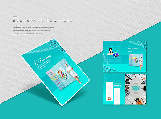 PSD 템플릿 표지디자인 북디자인 출판디자인 여자 표지 ZIP 내지 리플렛 북커버 의학 청진기 주사기 팜플렛 20대 성인 치료 세명 알약 한국인 간호사 온도계 체온계 DNA 민트색 방독면 서류판 성인여자만 디지털치료제 이미지템플릿 컬러 의료기기 마스크 사람 동양인 청년 약 사무용품 의료진 생명공학 여자만 성인만 파일형식