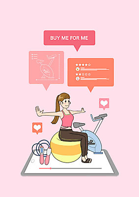 전신 PSD 여자 분홍색 말풍선 일러스트 한명 쇼핑 태블릿 운동 헬스사이클 짐볼 줄넘기 여자한명만 1인미디어 하울 국내일러스트 1 컬러 건강 사람 전자제품 스마트기기 운동기구 방송 신조어 여자만 파일형식