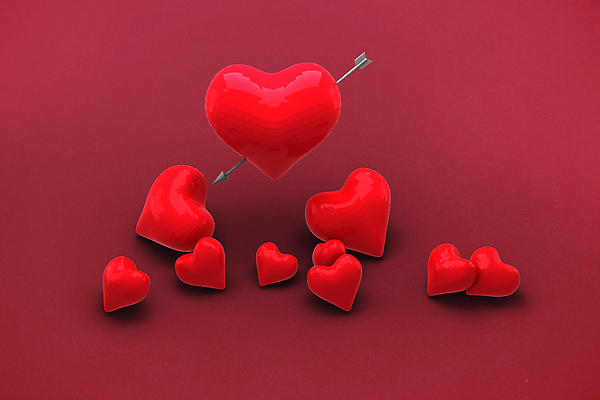 포토 JPG 해외이미지 화살 발렌타인데이 사랑 사람없음 하트 빨간배경 해외202007 해외포토 모양 감정 백그라운드 데이이벤트 빨간색 파일형식