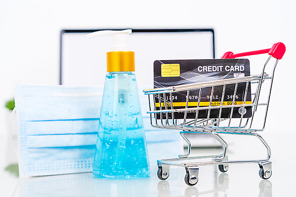 포토 JPG 해외이미지 마스크 사람없음 파란색 노트북 쇼핑 사무실 신용카드 예방 소독제 코로나바이러스 손소독제 해외202007 델타변이바이러스 해외포토 컬러 비즈니스 금융 전자제품 바이러스 파일형식