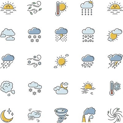 EPS 해외이미지 클립아트 구름 일러스트 바람 날씨 사람없음 태양 달 눈 심플 온도 태풍 흐림 기온 허리케인 해외202007 해외일러스트 자연요소 자연재해 파일형식 벡터