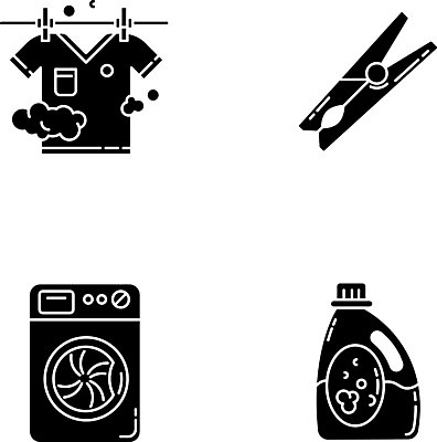 EPS 해외이미지 밧줄 티셔츠 일러스트 사람없음 세트 검은색 플랫 빨래 빨랫줄 청소 세제 세탁기 빨래집게 해외202007 해외일러스트 줄 컬러 셔츠 가사 집게 가전제품 파일형식 벡터