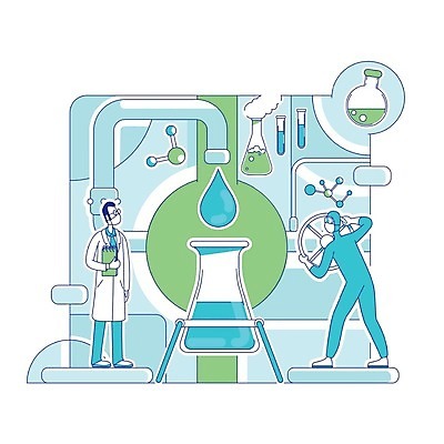 EPS 해외이미지 전신 남자 과학 일러스트 미래 실험 들기 성인 두명 파란색 다이어리 물방울 실험복 연기 연구원 시험관 비커 삼각플라스크 원자 돌리기 성인남자만 해외202007 해외일러스트 직업 컬러 컨셉 모션 실험기구 사람 사무용품 가운 플라스크 남자만 성인만 파일형식 벡터