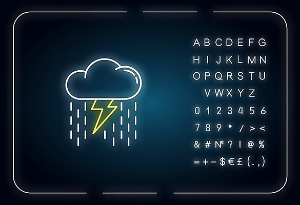 EPS 해외이미지 구름 일러스트 사람없음 비 번개 네온 해외일러스트 자연요소 날씨 파일형식 벡터